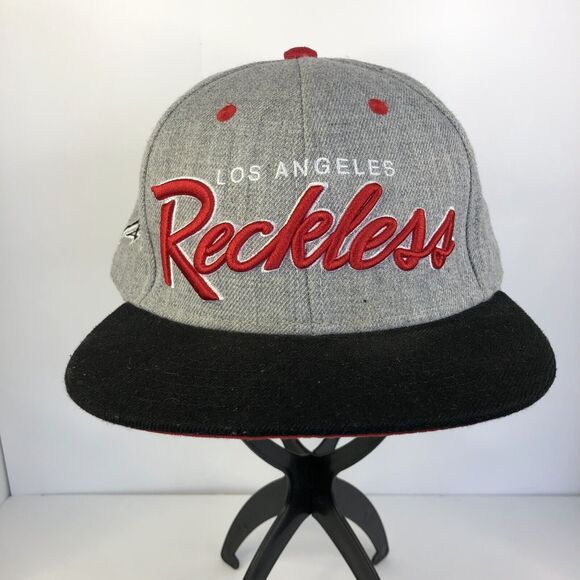 Young & Reckless Los Angeles Hat Snapback Wood Ball Cap Hat Grey Red - Picture 1 of 9